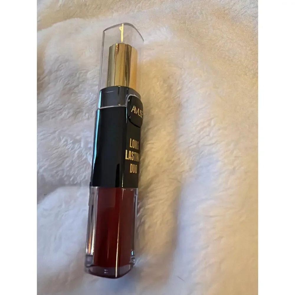 AMUSE Long Lasting Duo Liquid Lip Color LIP6286A-8 Burgundy Red 0.28 oz NEW